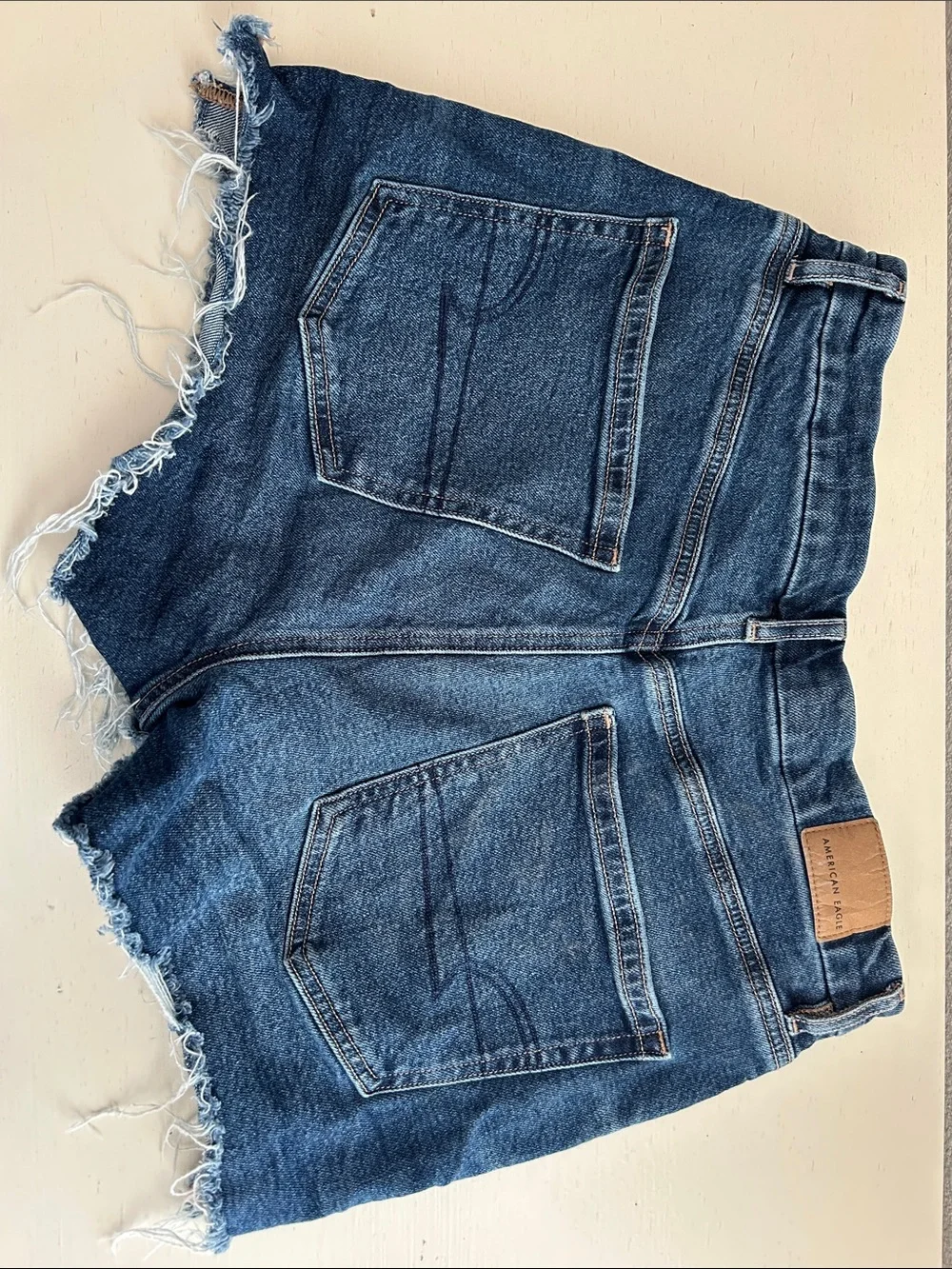 American Eagle Outfitters Dark Blue Frayed Denim Cutoff Shorts